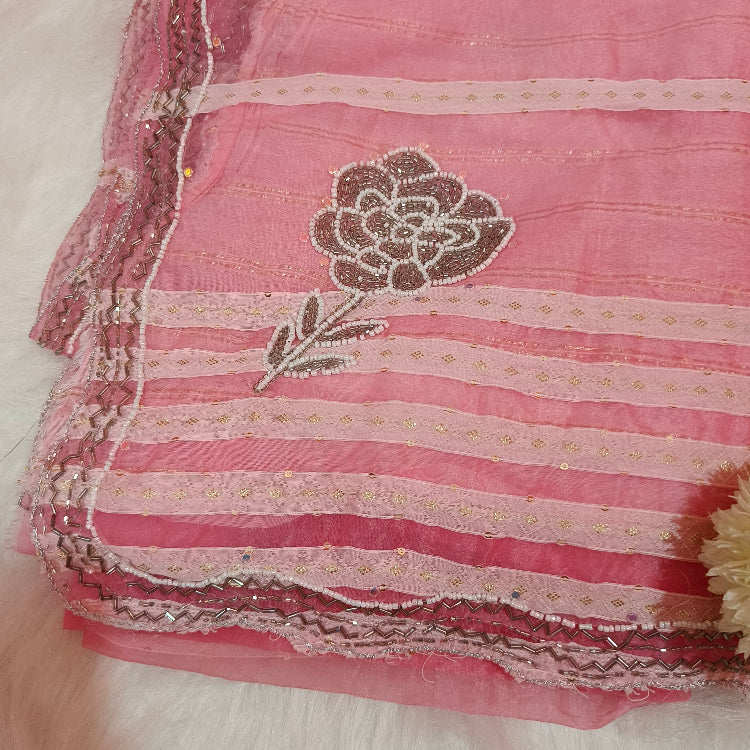 Pink Heavy Organza Saree