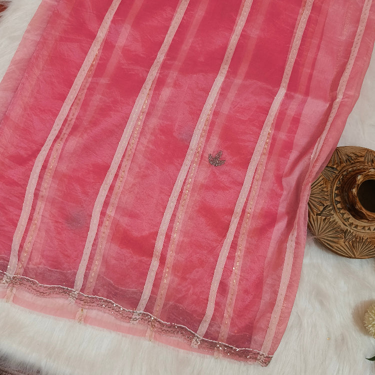 Pink Heavy Organza Saree