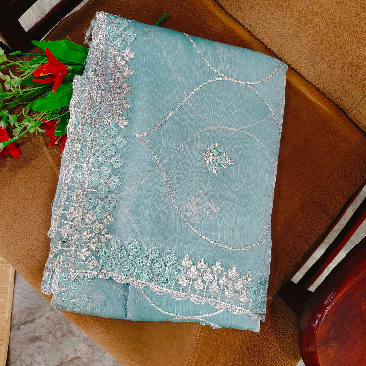 Blue Shimmer Saree