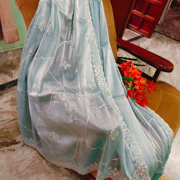 Blue Shimmer Saree