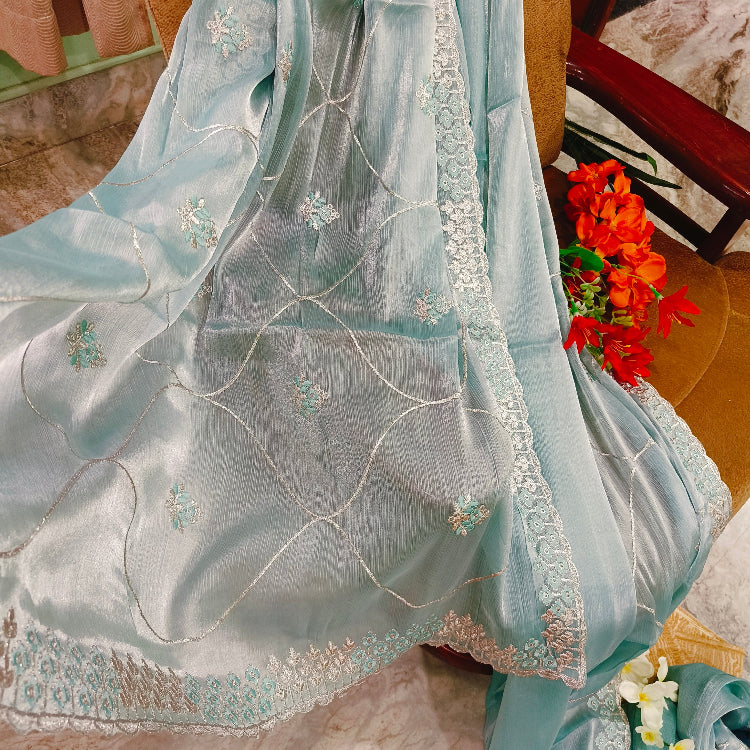 Blue Shimmer Saree