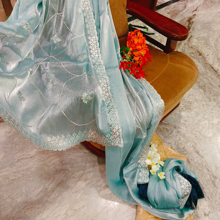 Blue Shimmer Saree