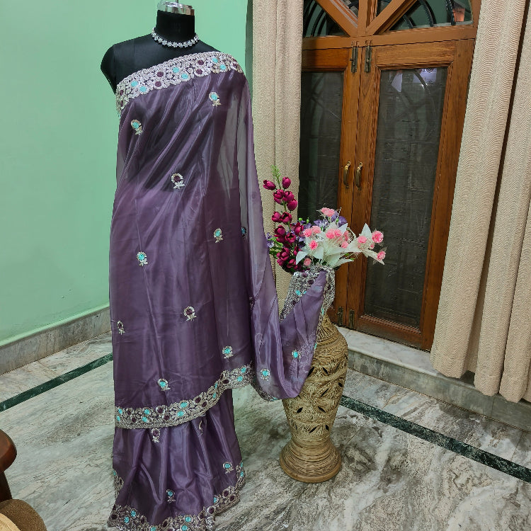 Organza Purple Saree