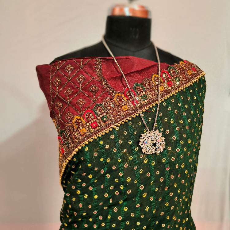Green Chiffon Printed Saree