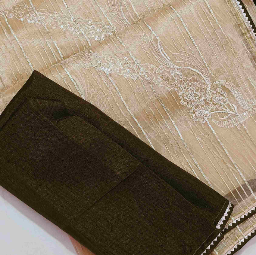 Organza Pastel Brown Saree