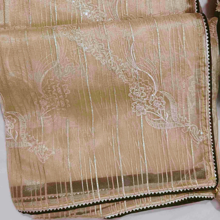 Organza Pastel Brown Saree