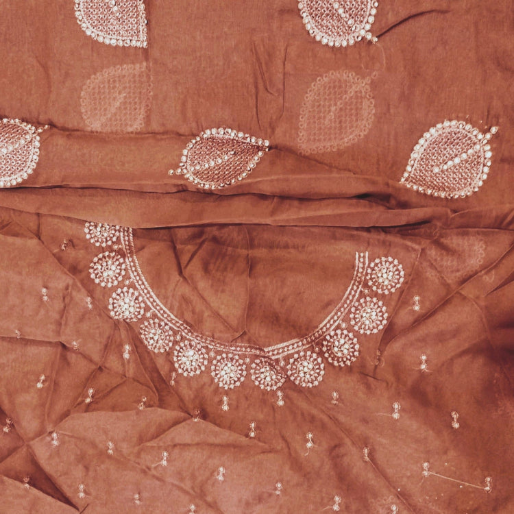Brown Pastel Satin Saree