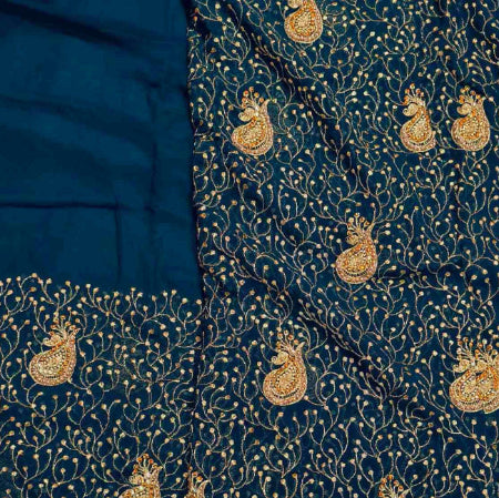 Georgette Blue Embroidery Saree