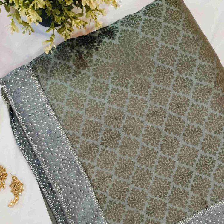 Pastel Grey Georgette Saree