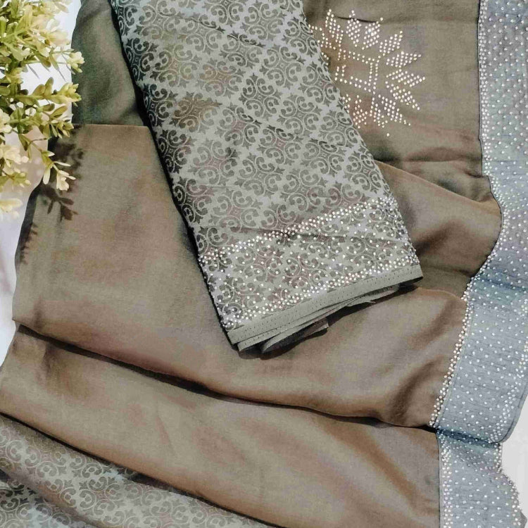 Pastel Grey Georgette Saree