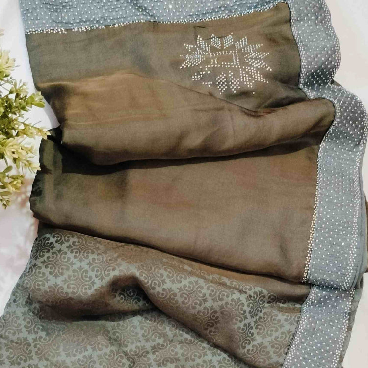 Pastel Grey Georgette Saree
