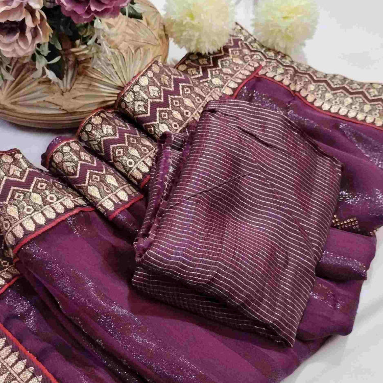 Magenta Georgette Saree
