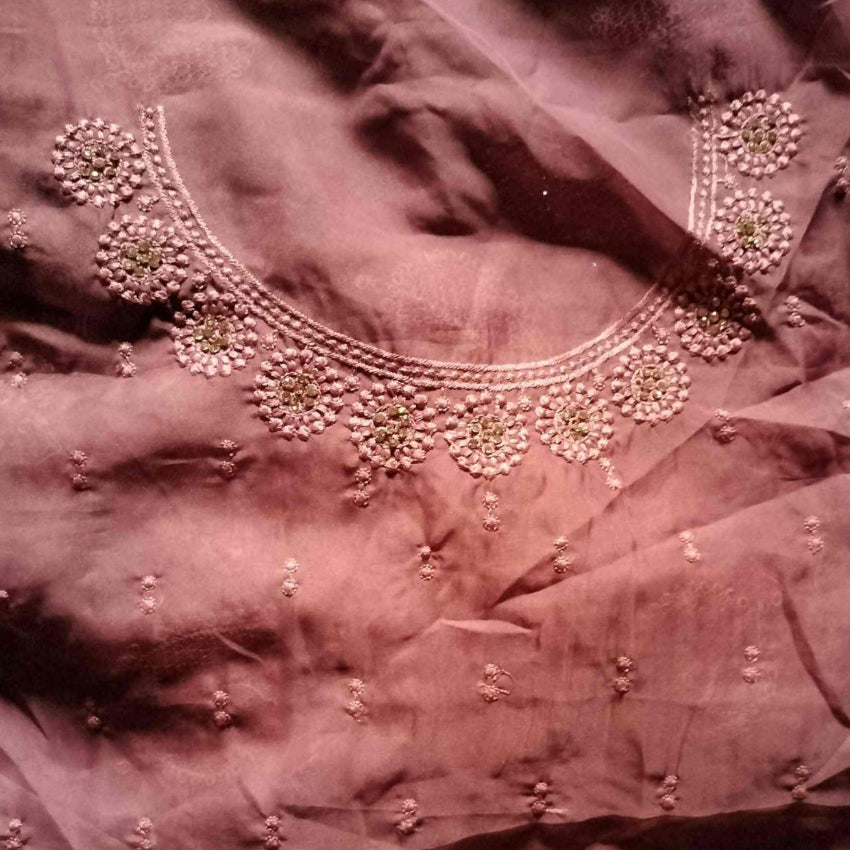 Pastel Peach Stone Work Saree