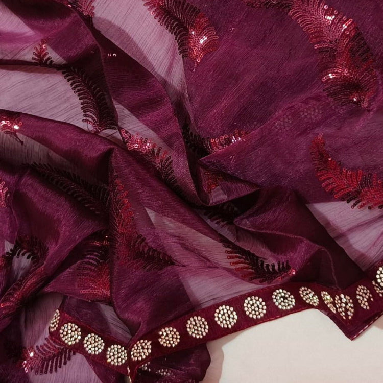 Jimmychoo Magenta Sequin Saree