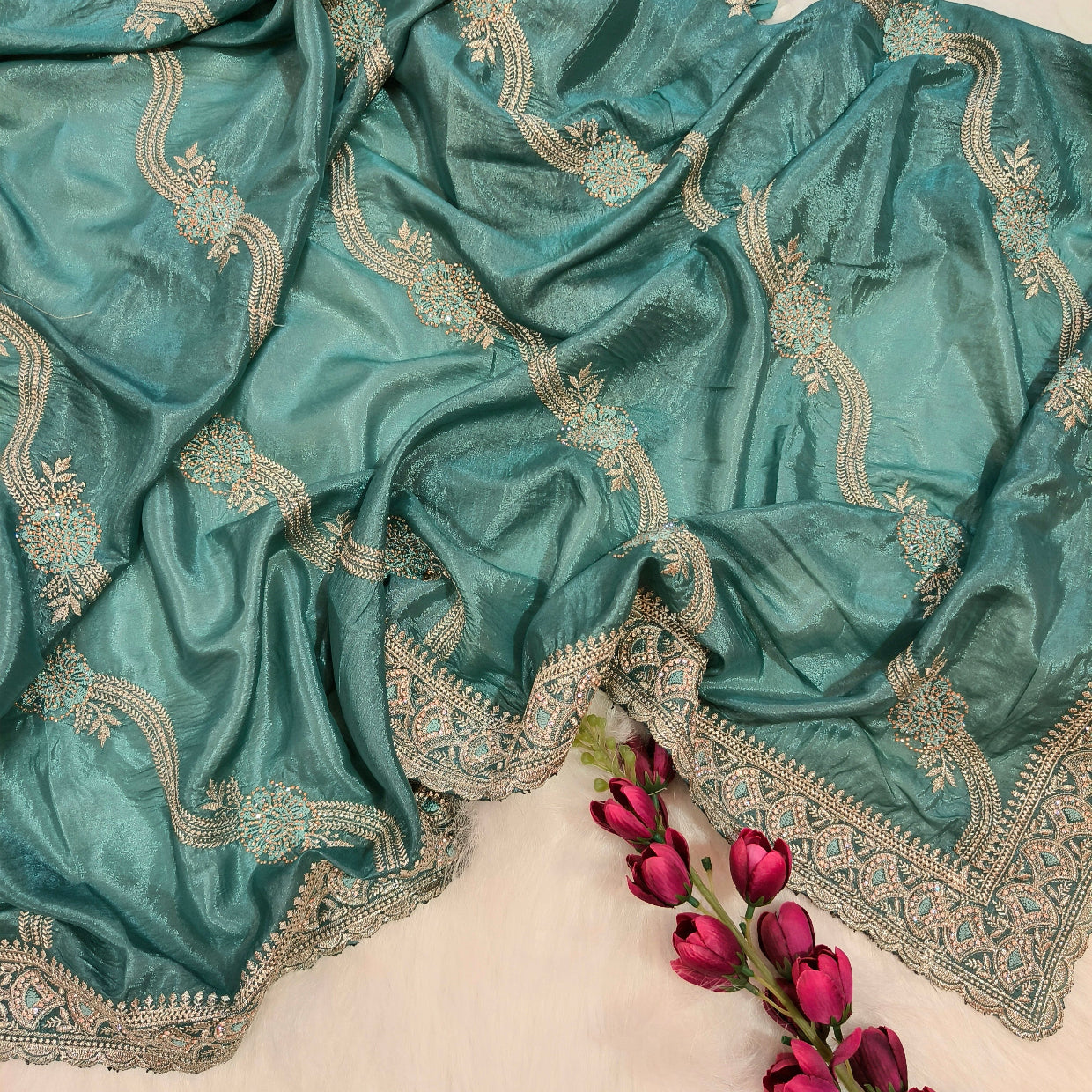 Pastel Satin Saree