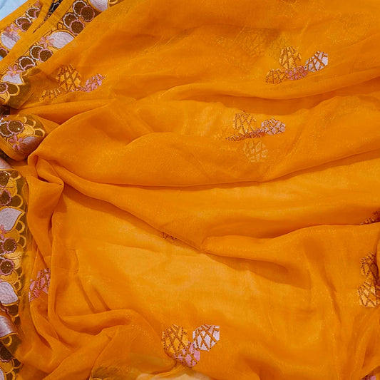 Yellow Shimmer Saree