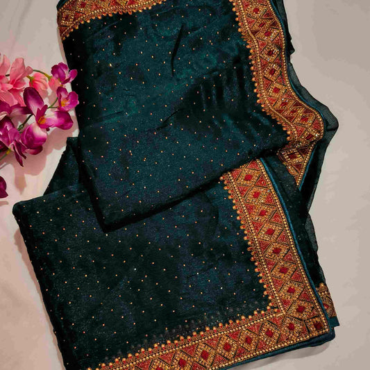 Blue Shimmer Stone Saree