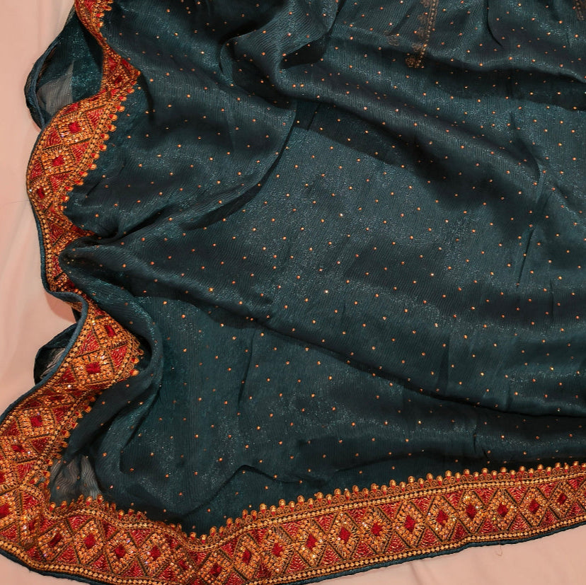 Blue Shimmer Stone Saree