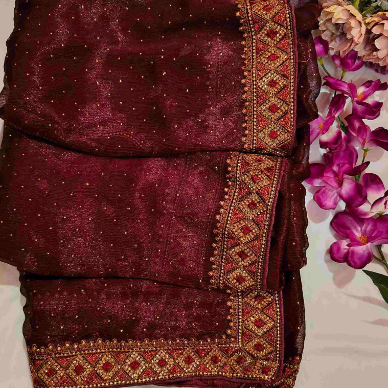 Maroon Shimmer Saree