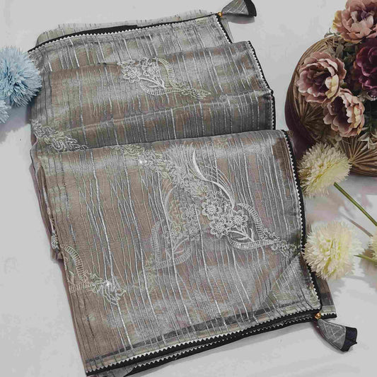 Organza Grey Saree