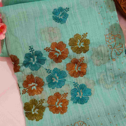 Sea Green Art Silk Saree