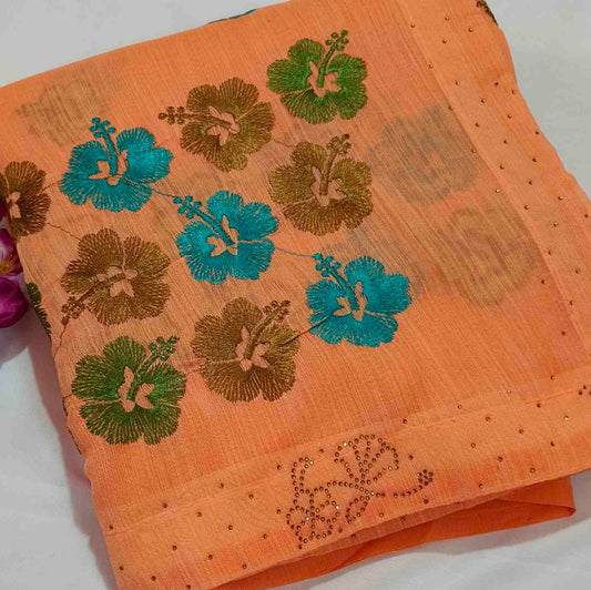 Peach Art Silk Saree