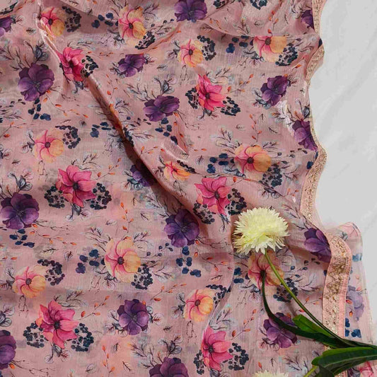 Floral Printed Organza Saree
