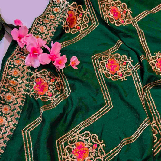 Green Art Silk Embroidery Saree