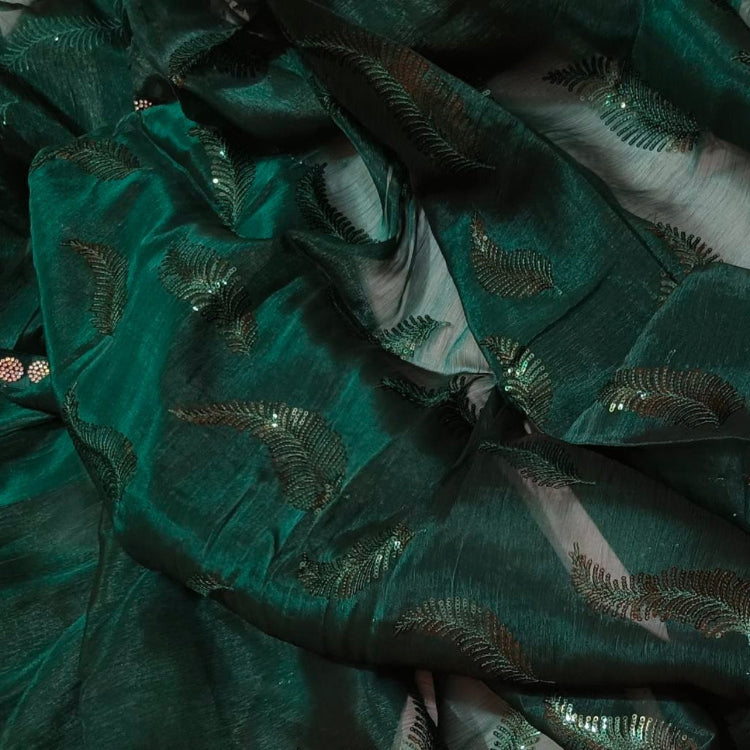 Jimmychoo Green Sequin Saree