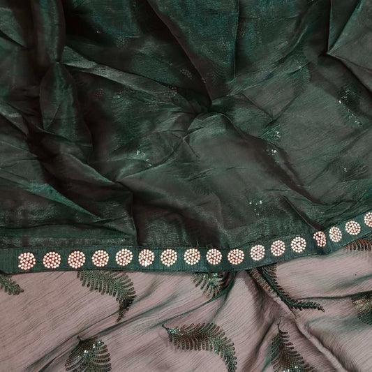 Jimmychoo Green Sequin Saree