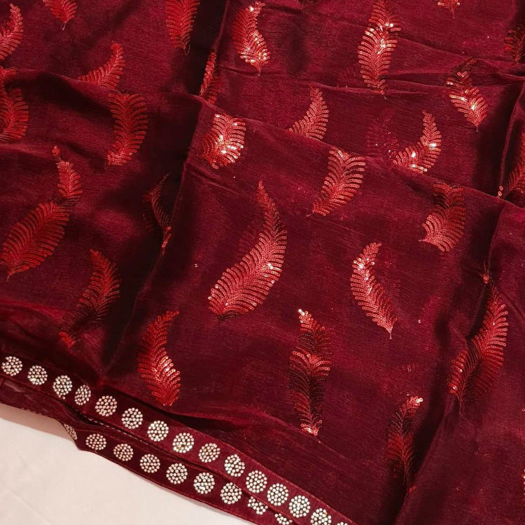 Jimmychoo Maroon Sequin Saree
