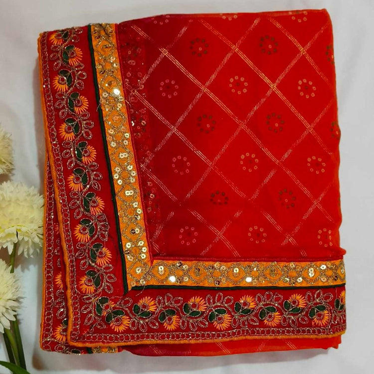Orange Bandhani Georgette Saree
