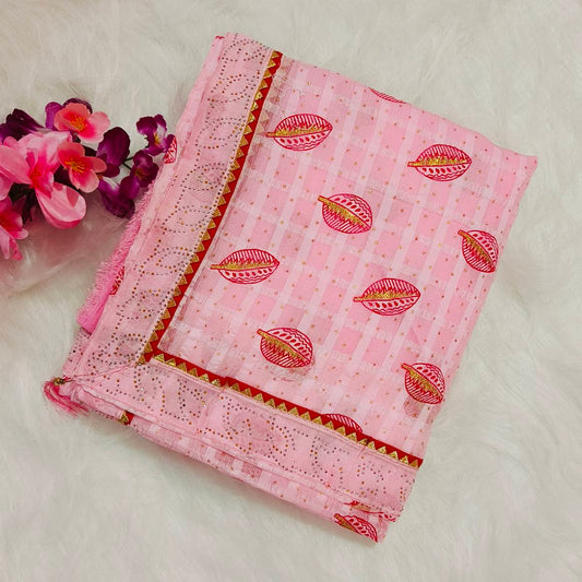 Pink Printed Saree