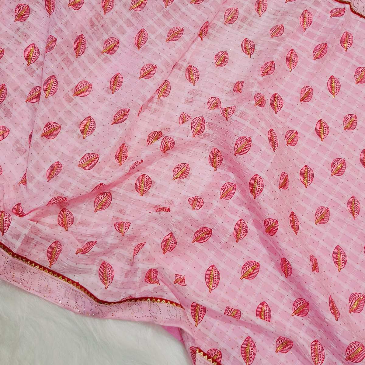 Pink Printed Saree