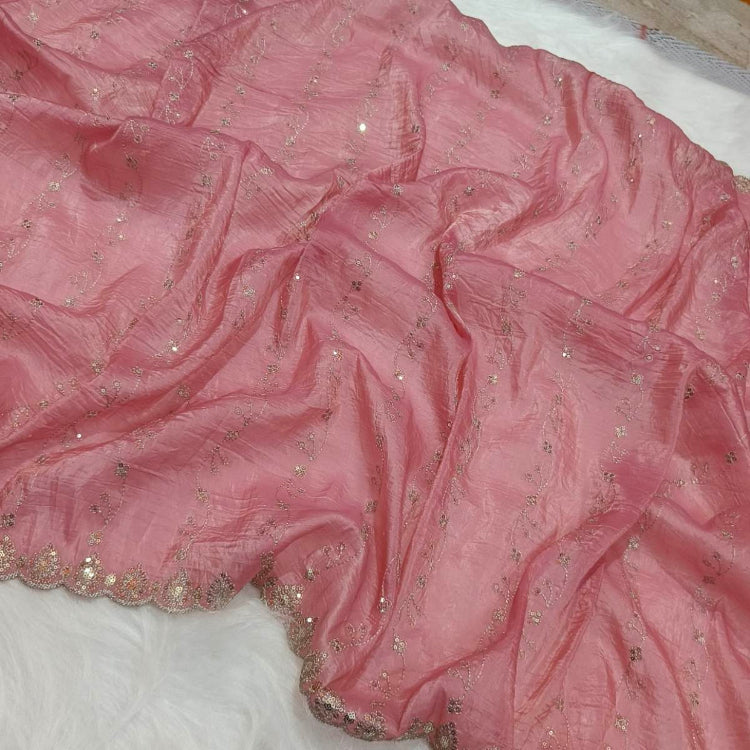 Pastel Pink Art Silk Saree
