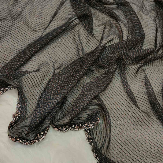 Black Georgette Stone Work Saree