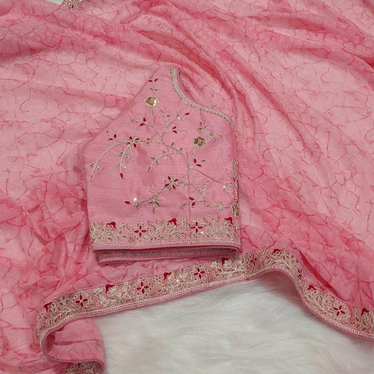Pink Georgette Saree