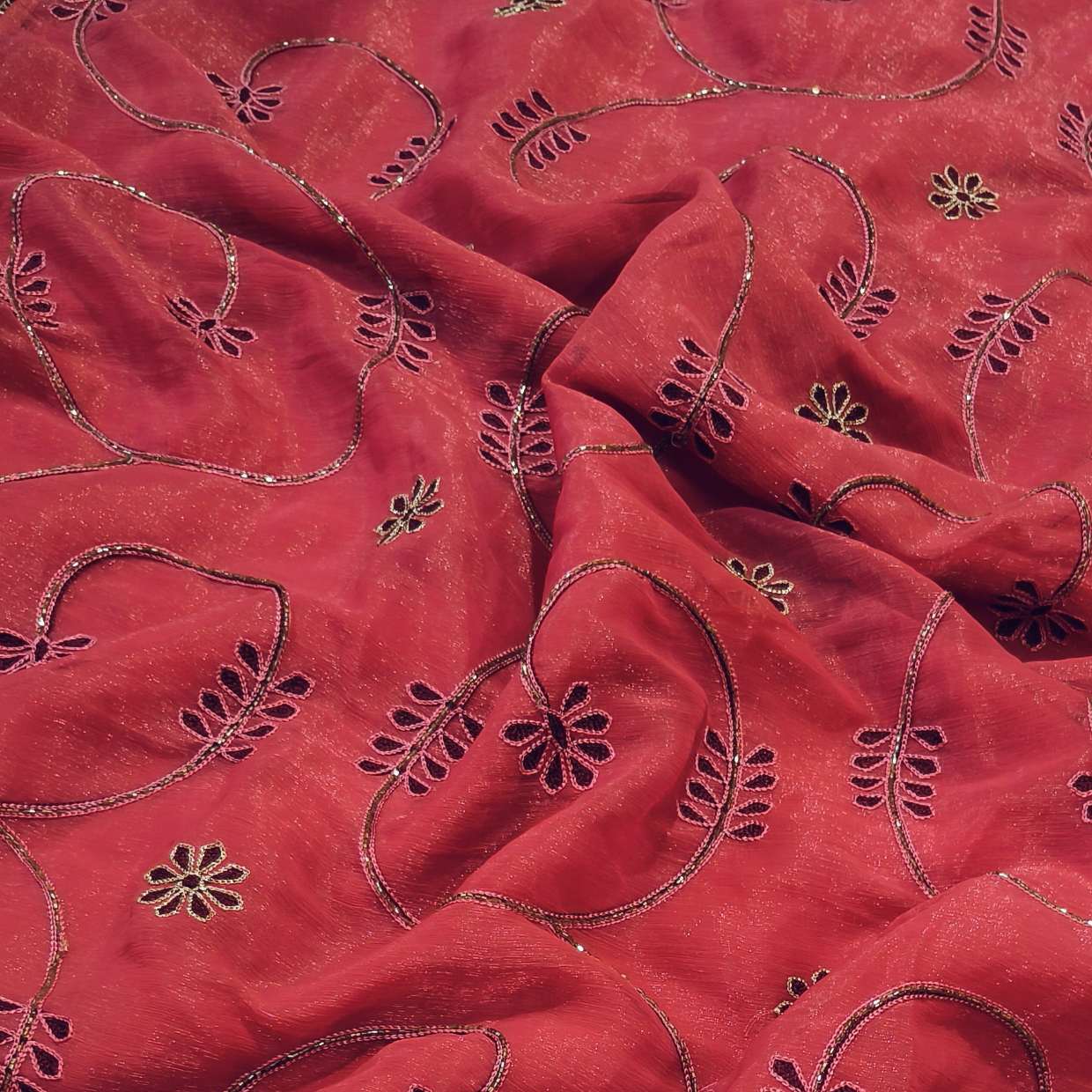 Pastel Red Shimmer Saree