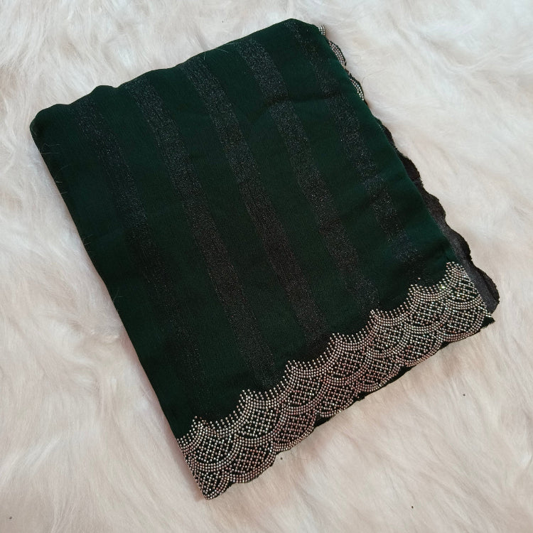 Dark Green Shimmer Saree
