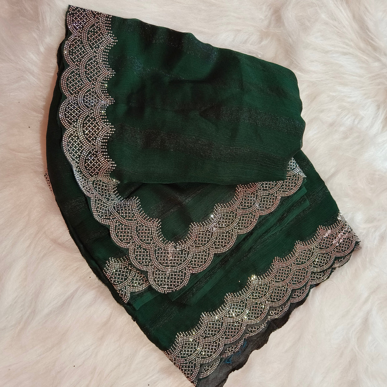 Dark Green Shimmer Saree