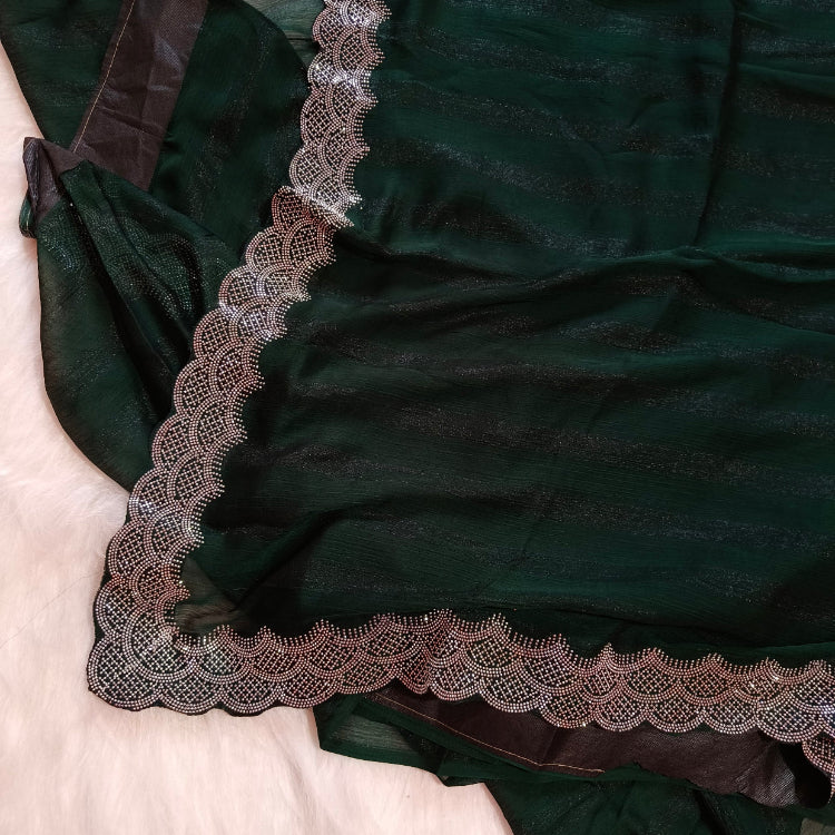 Dark Green Shimmer Saree