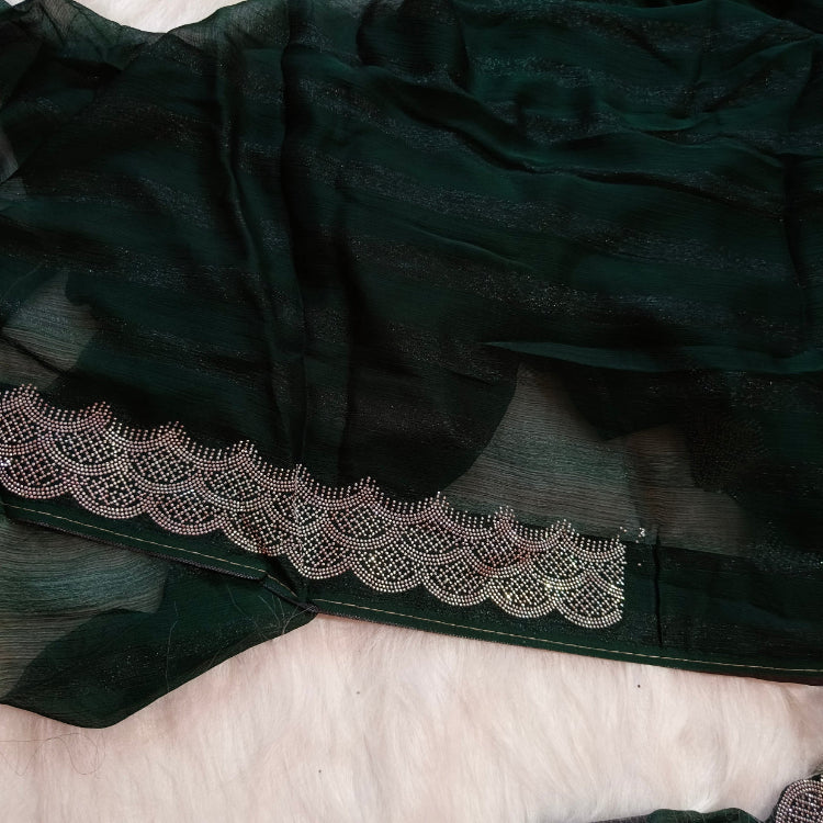 Dark Green Shimmer Saree