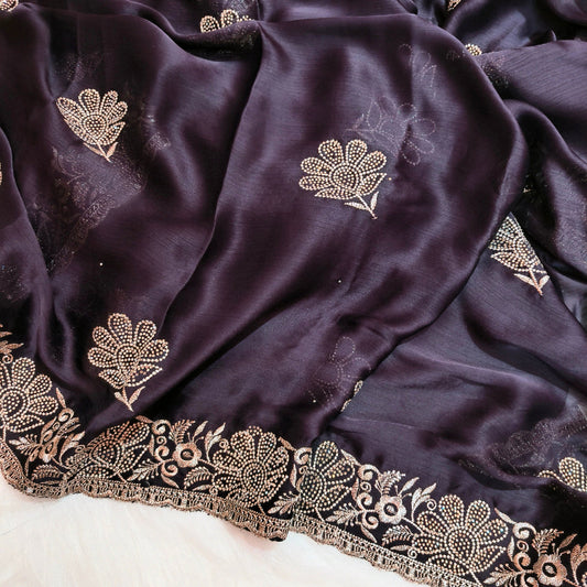 Purple Chiffon Saree