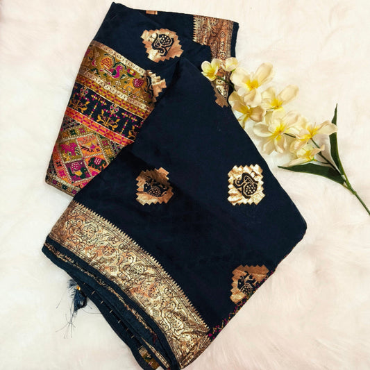 Dark Blue Art Silk Saree