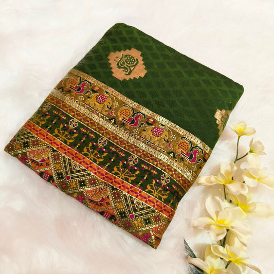 Green Embroidery Art Silk Saree
