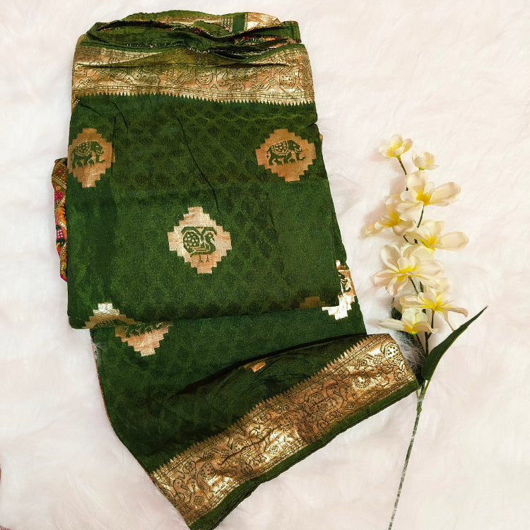 Green Embroidery Art Silk Saree