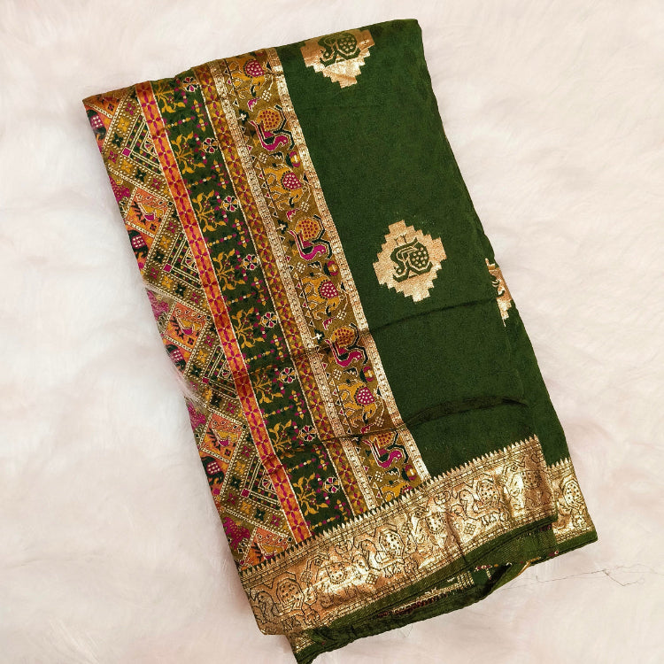 Green Embroidery Art Silk Saree