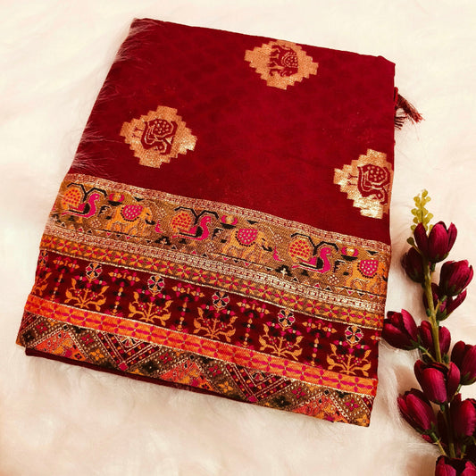 Maroon Art Silk Saree