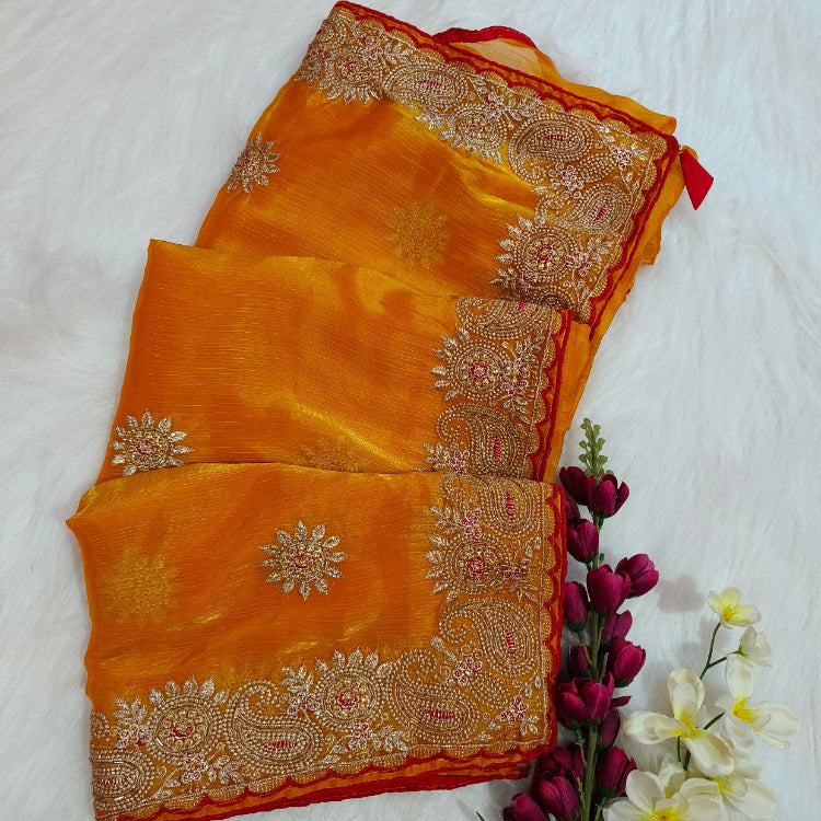 Shimmer Yellow Saree
