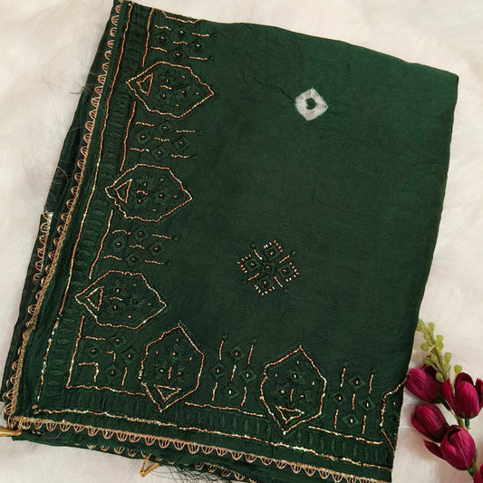 Dark Green Art Silk Saree 